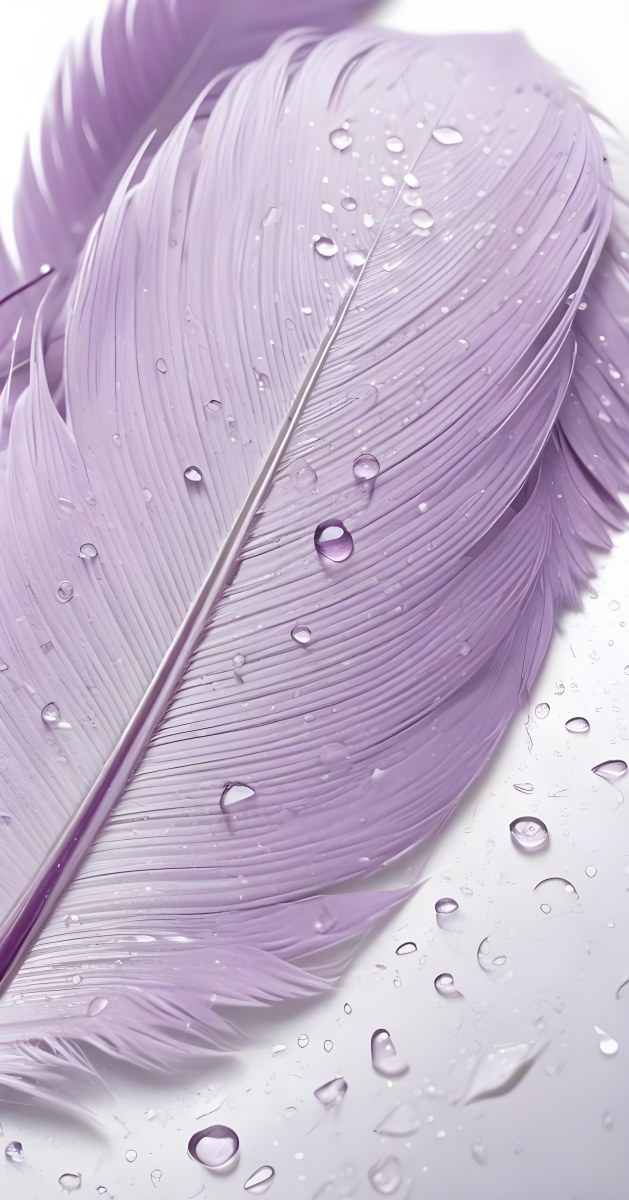 A Close Up View Of A Purple Feather With Water Droplets On Its Surface 10 09c4