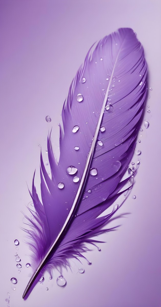 A Close Up View Of A Purple Feather With Water Droplets On Its Surface 2 0d31