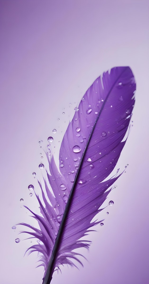 A Close Up View Of A Purple Feather With Water Droplets On Its Surface 7 E332