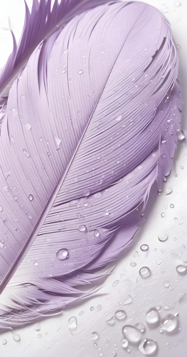 A Close Up View Of A Purple Feather With Water Droplets On Its Surface 8 20d8