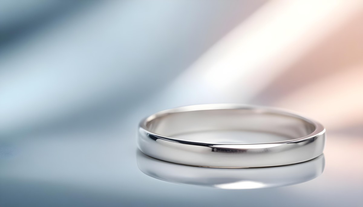 A Close Up View Of A Silver Metal Ring Or Band On A Reflective Surface 9 59a9