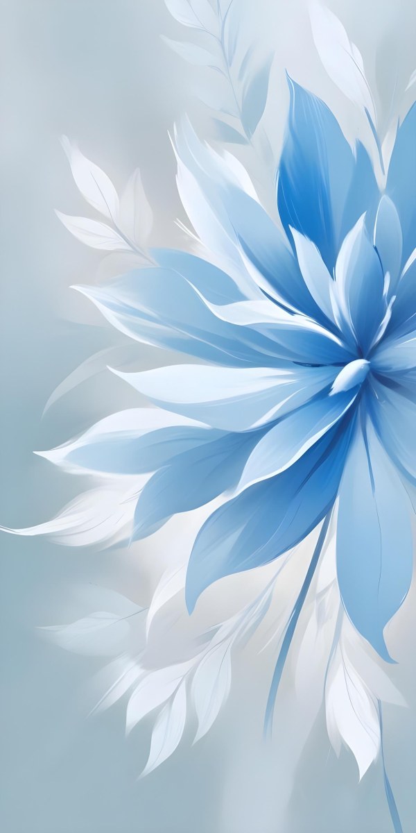 A Close Up View Of Large Delicate White Flowers With Soft Blue Petals Against A Pale Blue Background 10 6278