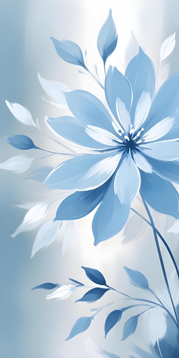 A Close Up View Of Large Delicate White Flowers With Soft Blue Petals Against A Pale Blue Background 11 C270