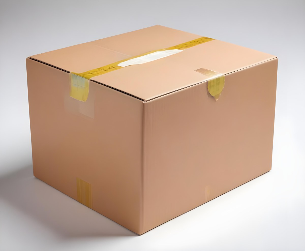 A Closed Cardboard Box With Tape On Top On A White Background 4 03d1