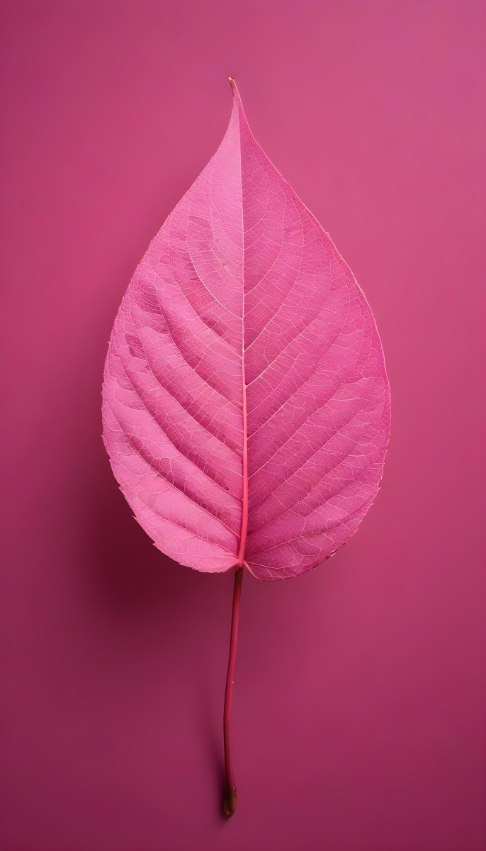 A Closeup Of A Vibrant Pink Leaf Against A Solid P 123 7853