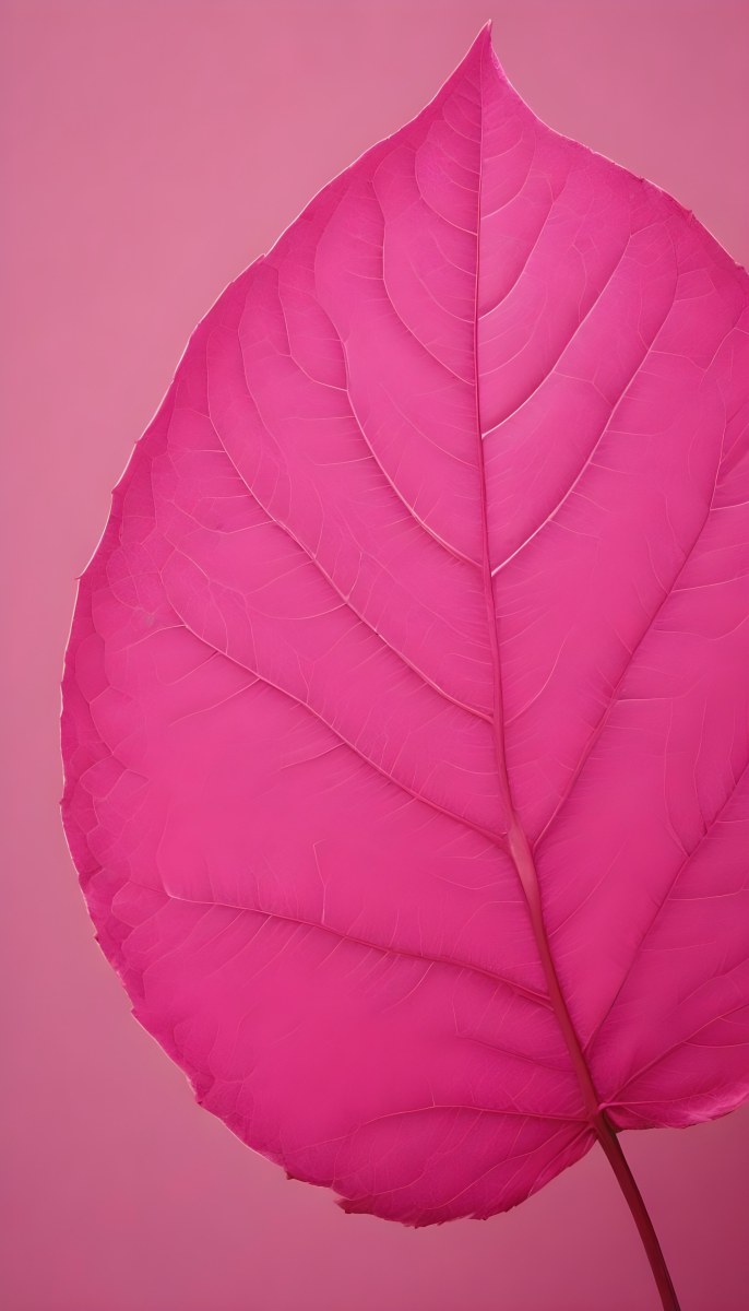 A Closeup Of A Vibrant Pink Leaf Against A Solid P 136 46b1