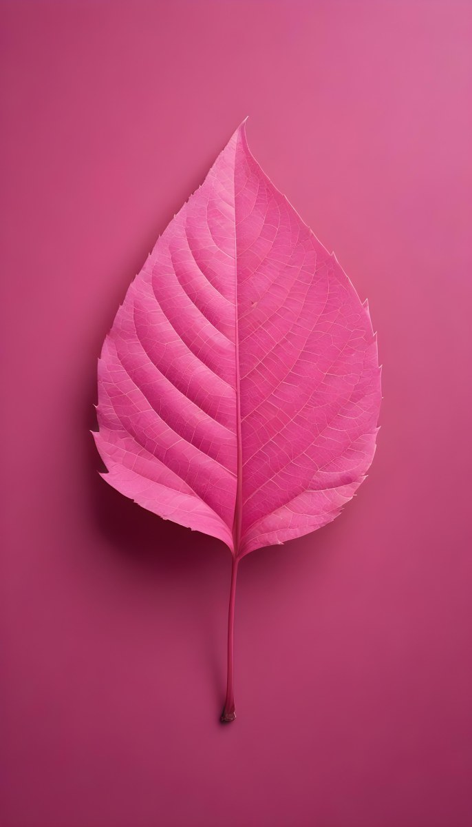 A Closeup Of A Vibrant Pink Leaf Against A Solid P 76 1d8e