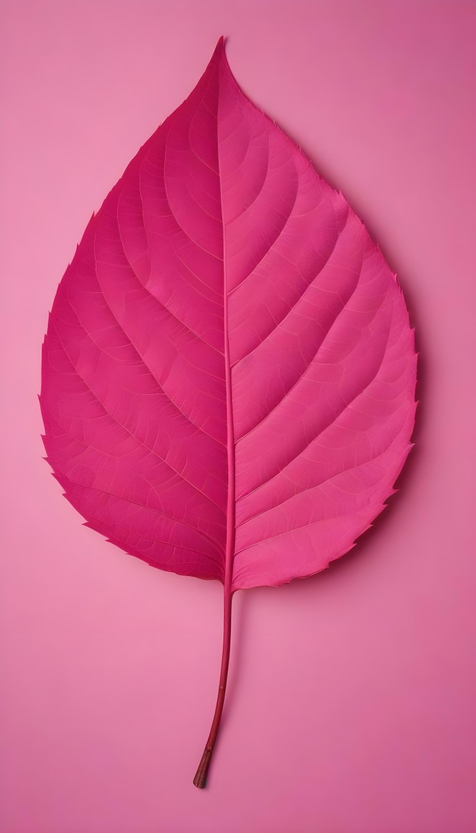 A Closeup Of A Vibrant Pink Leaf Against A Solid P 88 79dc