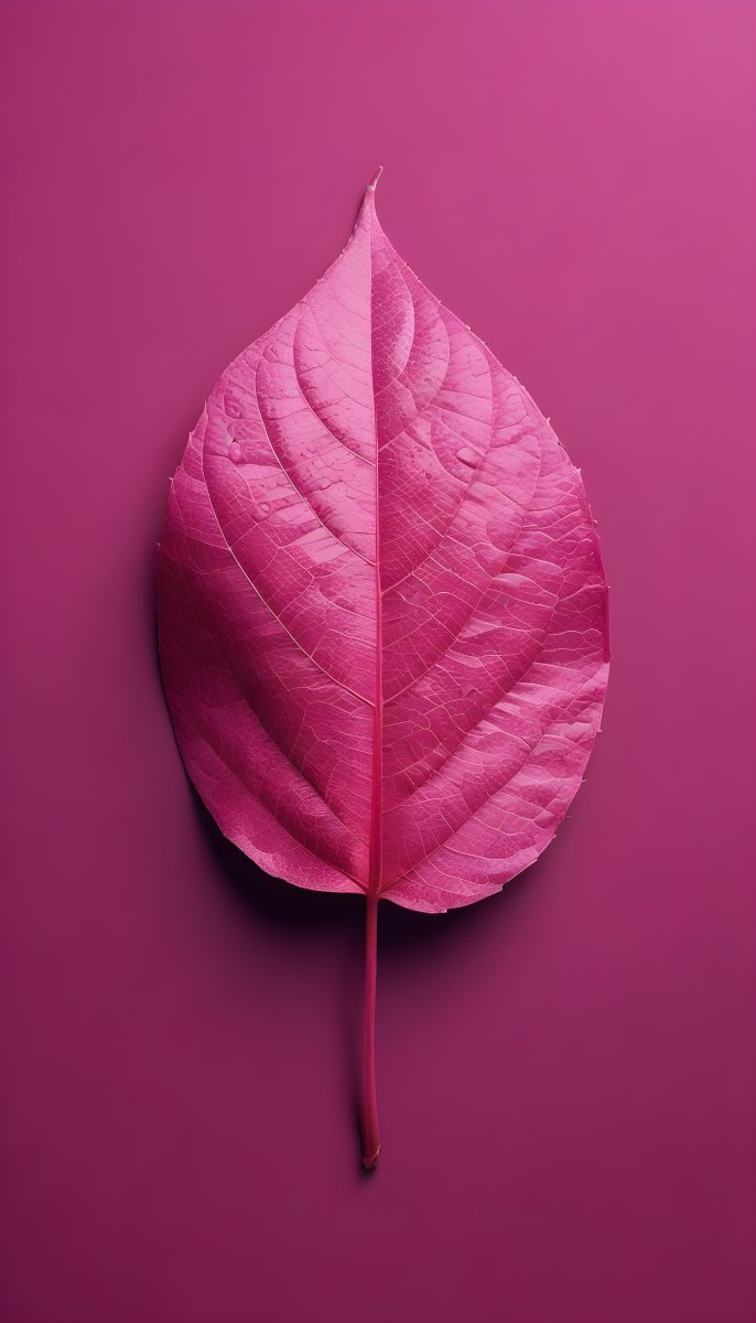 A Closeup Of A Vibrant Pink Leaf Against A Solid P 92 F10e