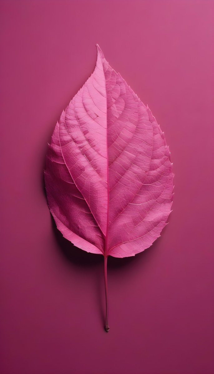A Closeup Of A Vibrant Pink Leaf Against A Solid P 96 Aad1