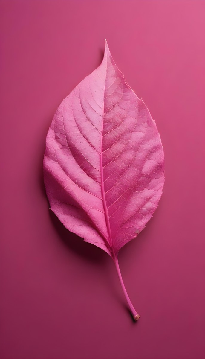 A Closeup Of A Vibrant Pink Leaf Against A Solid P 97 5fb6