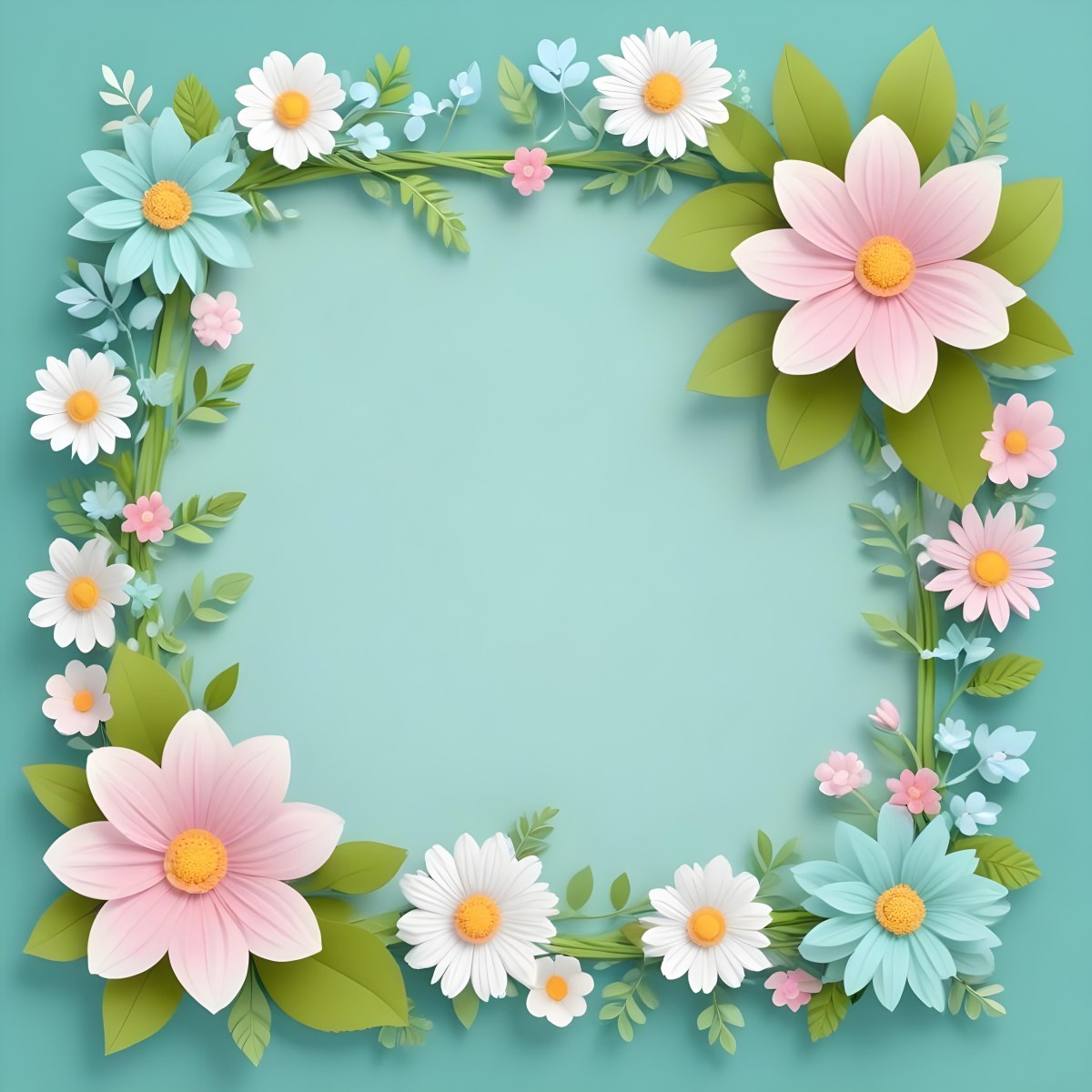 A Colorful Floral Frame With Vibrant Orange Yellow And Purple Flowers Surrounded By Green Leaves And Foliage Against A Dark Green Background 98 42ce