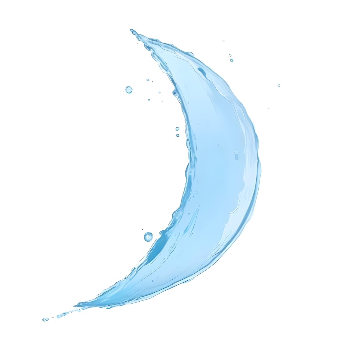 A Crescent Moon Shaped Splash Of Water Light Blue Color Isolated On A White Background Dynamic Movement Refreshing And Clean 15 4371