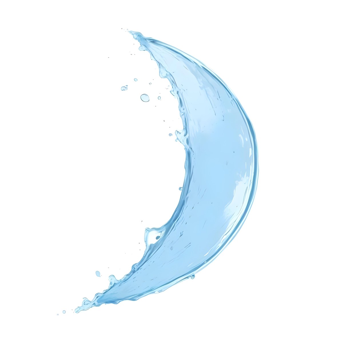 A Crescent Moon Shaped Splash Of Water Light Blue Color Isolated On A White Background Dynamic Movement Refreshing And Clean 23 Ca51