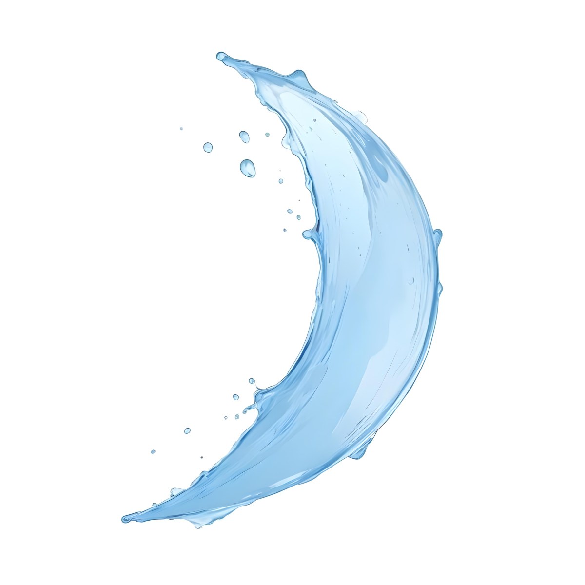 A Crescent Moon Shaped Splash Of Water Light Blue Color Isolated On A White Background Dynamic Movement Refreshing And Clean 29 308e