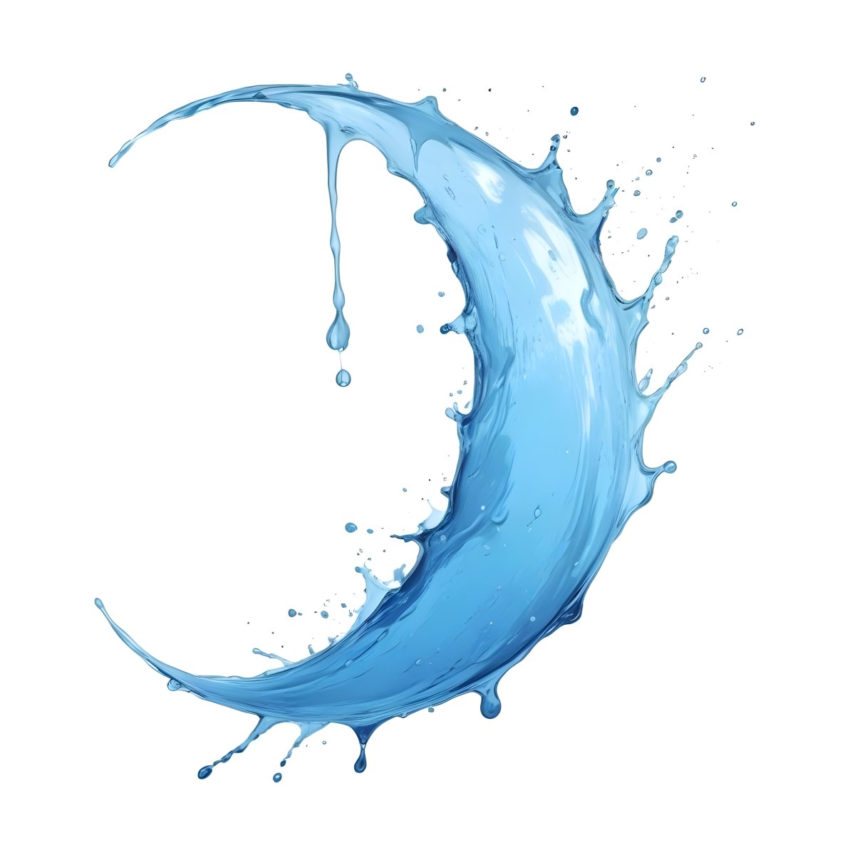 A Crescent Moon Shaped Splash Of Water Light Blue Color Isolated On A White Background Dynamic Movement Refreshing And Clean 40 6457
