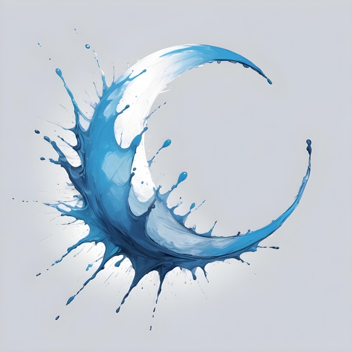 A Crescent Moon Shaped Splash Of Water Light Blue Color Isolated On A White Background Dynamic Movement Refreshing And Clean 43 410a