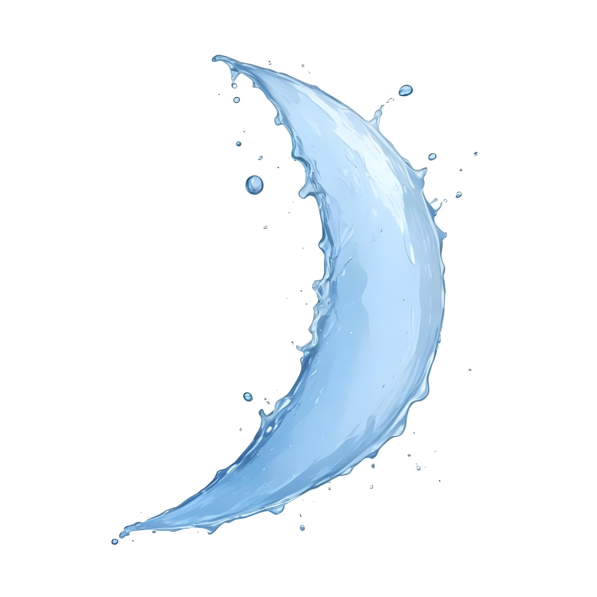 A Crescent Moon Shaped Splash Of Water Light Blue Color Isolated On A White Background Dynamic Movement Refreshing And Clean 56 094e