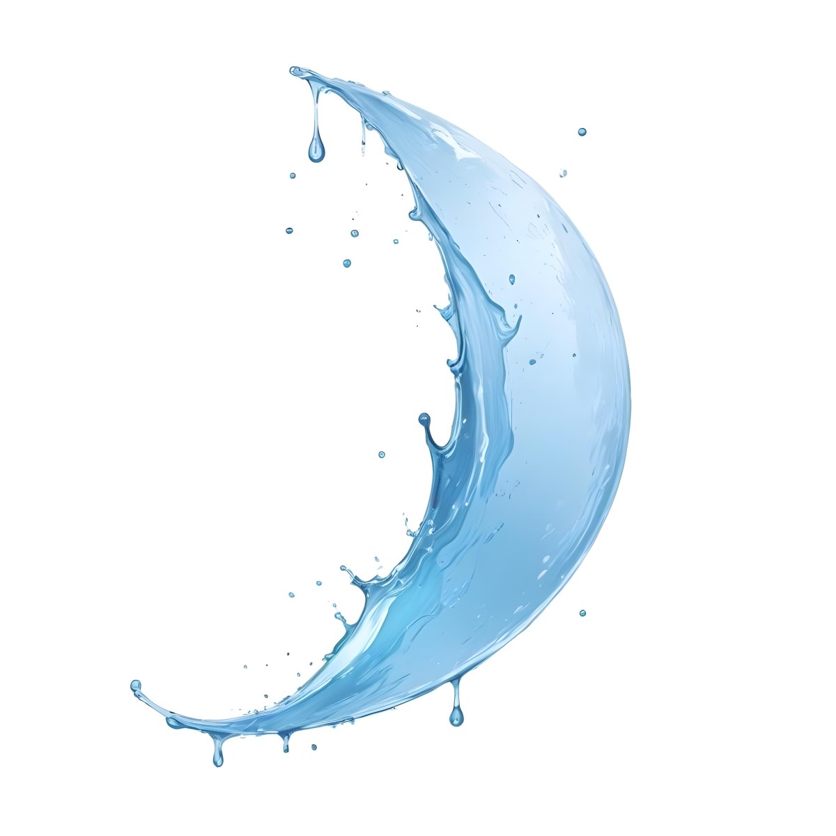 A Crescent Moon Shaped Splash Of Water Light Blue Color Isolated On A White Background Dynamic Movement Refreshing And Clean 57 Abe6