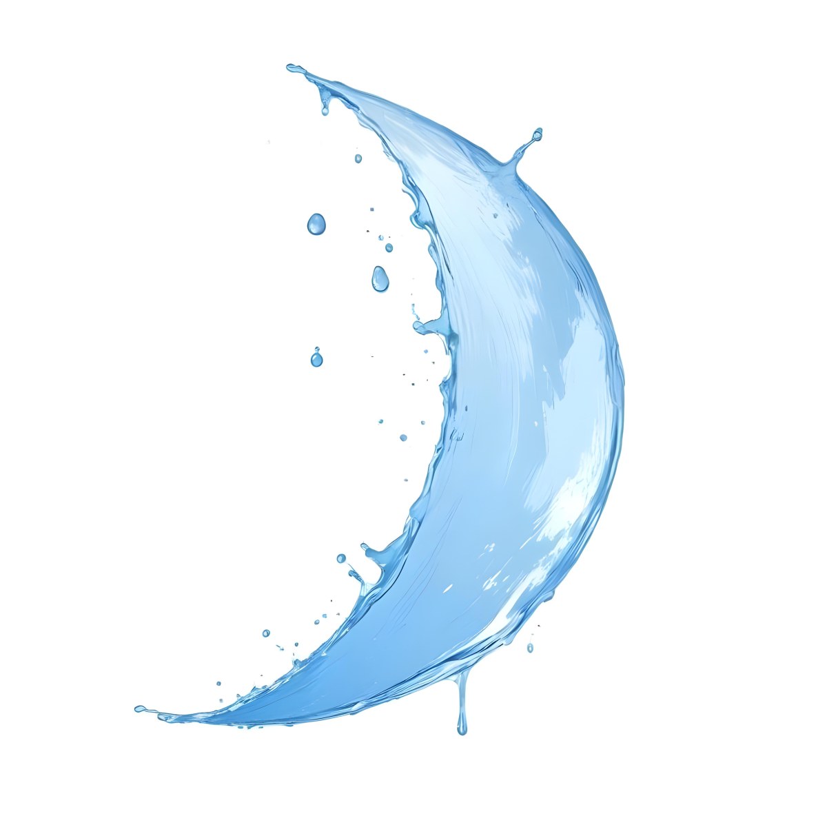 A Crescent Moon Shaped Splash Of Water Light Blue Color Isolated On A White Background Dynamic Movement Refreshing And Clean 59 88b8