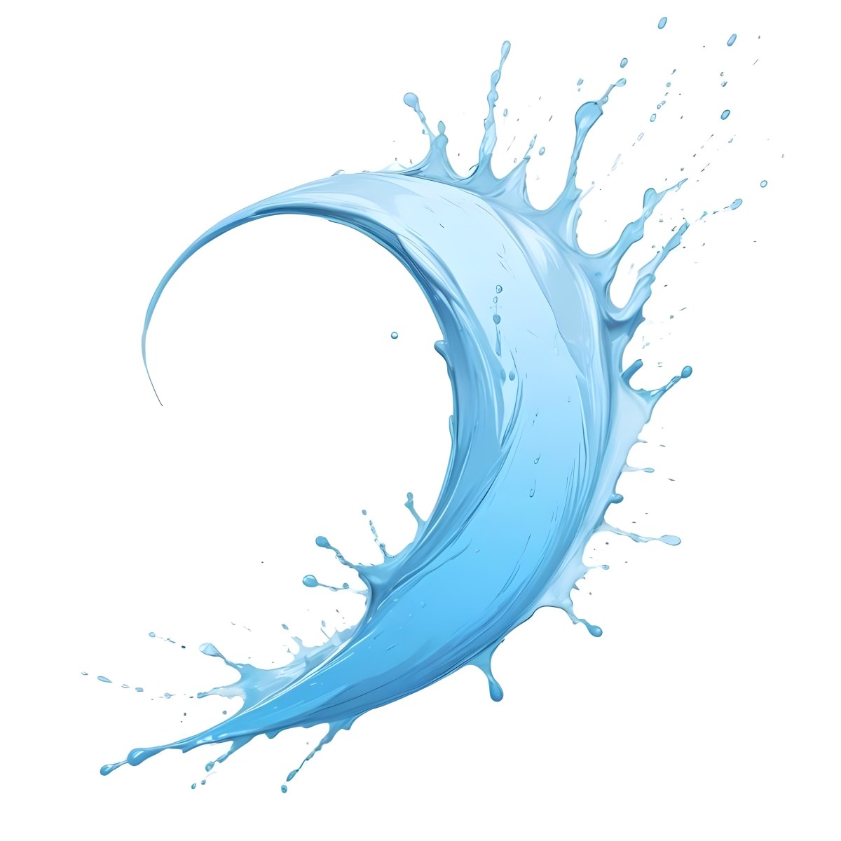 A Crescent Moon Shaped Splash Of Water Light Blue Color Isolated On A White Background Dynamic Movement Refreshing And Clean 60 9818