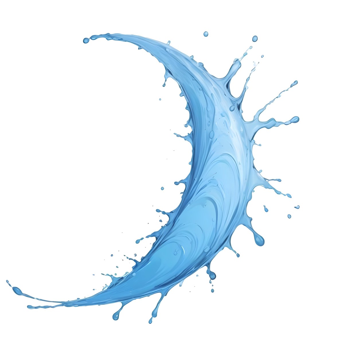 A Crescent Moon Shaped Splash Of Water Light Blue Color Isolated On A White Background Dynamic Movement Refreshing And Clean 7 8696