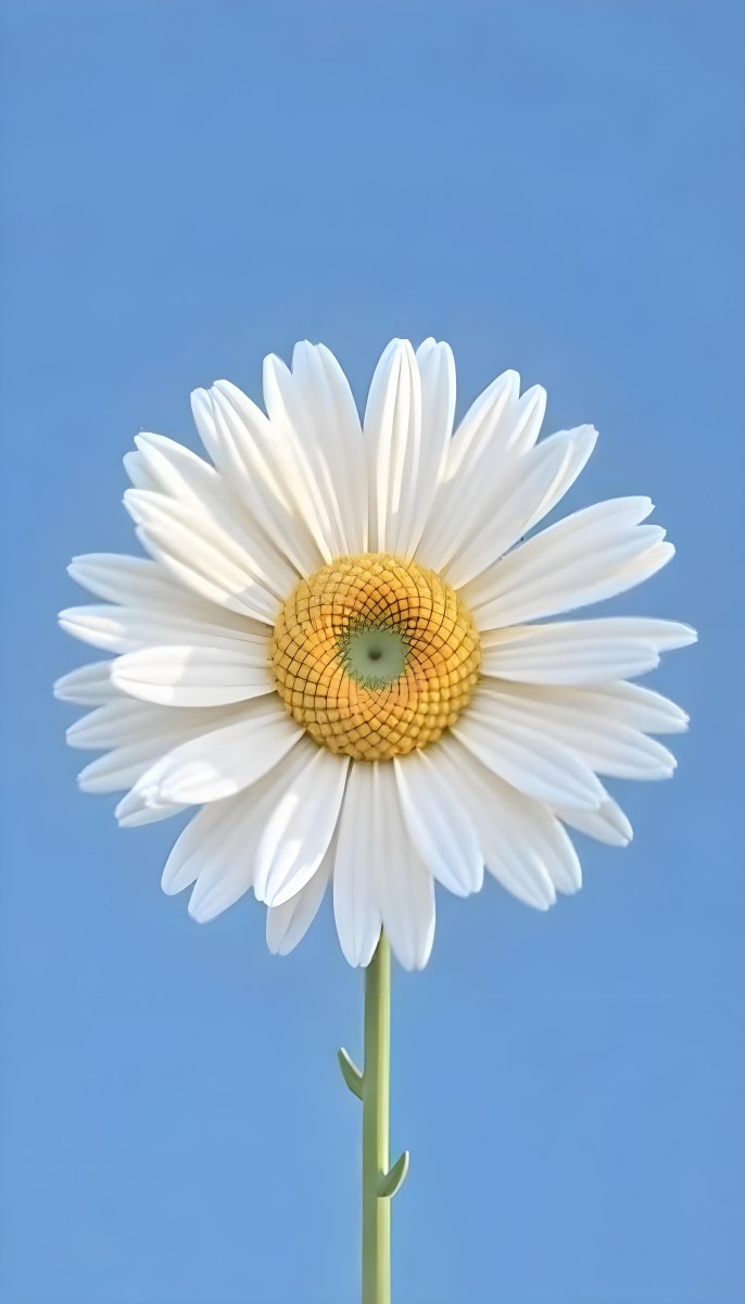 A Daisy With Blue Petals And A Blue Center The Flower Is In Full Bloom And Facing The Viewer Yellow Background 16 F293