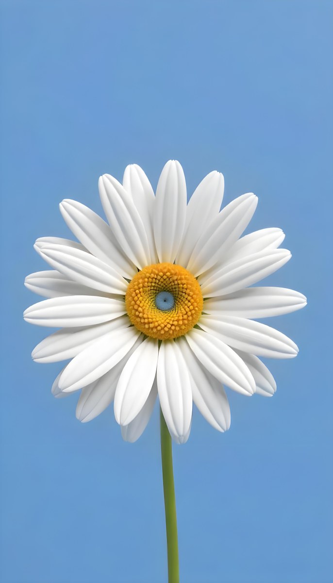A Daisy With Blue Petals And A Blue Center The Flower Is In Full Bloom And Facing The Viewer Yellow Background 2 072e