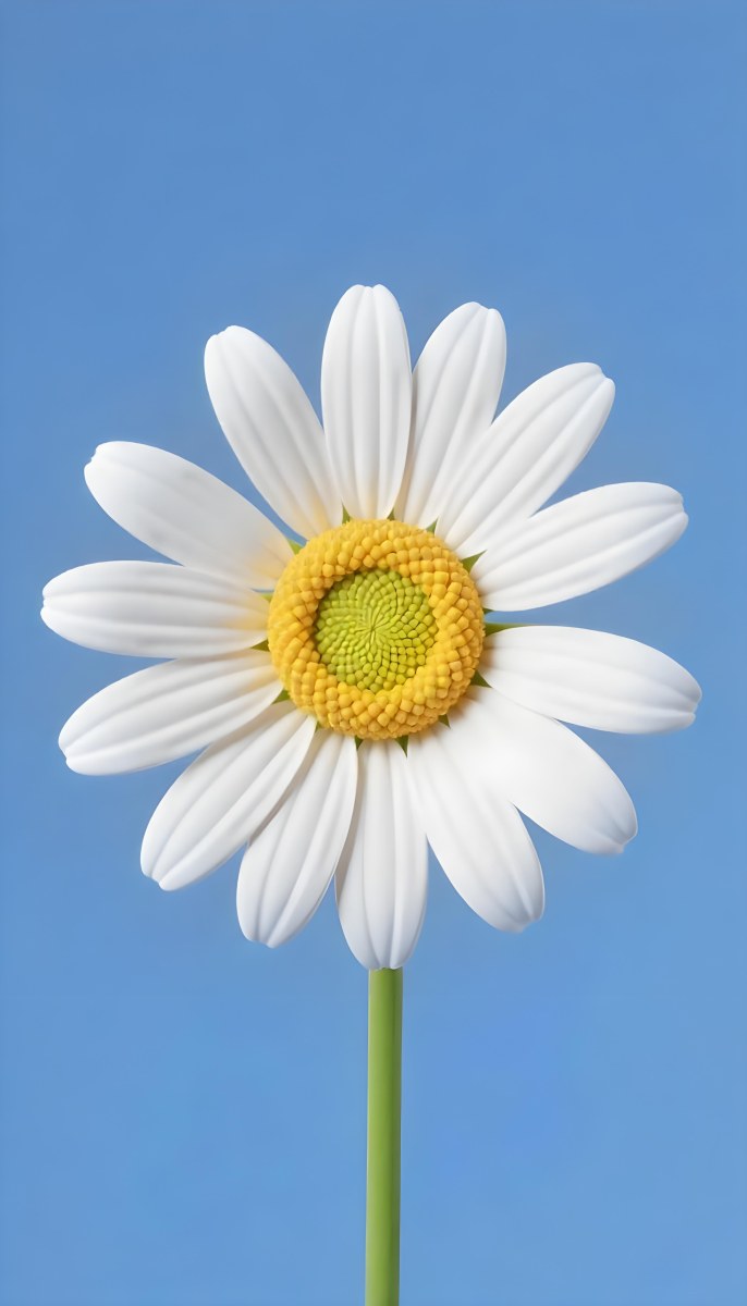 A Daisy With Blue Petals And A Blue Center The Flower Is In Full Bloom And Facing The Viewer Yellow Background 4 71b5