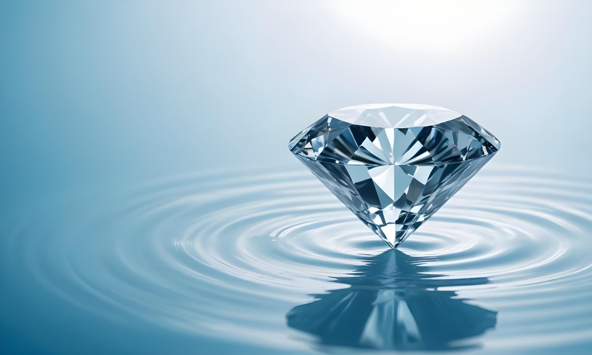 A Diamond On The Water Surface With Ripples Light Blue Background 20 93a6