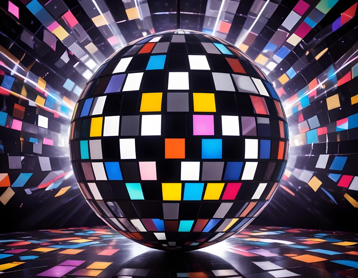 A Disco Ball With A Geometric Pattern Of Squares 2 3349