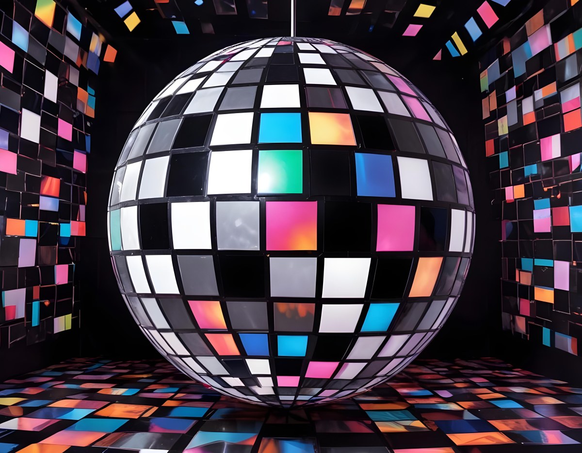 A Disco Ball With A Geometric Pattern Of Squares 3 6240