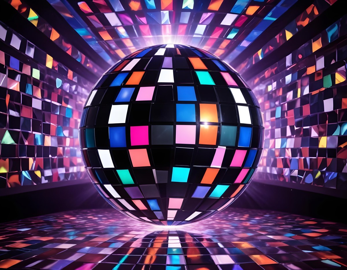 A Disco Ball With A Geometric Pattern Of Squares 4 41d8