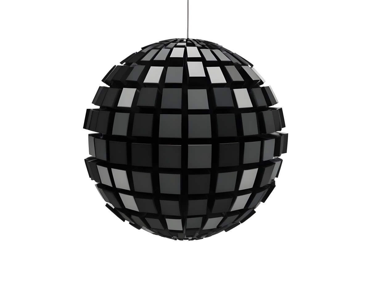 A Disco Ball With A Geometric Pattern Of Squares 8 7541