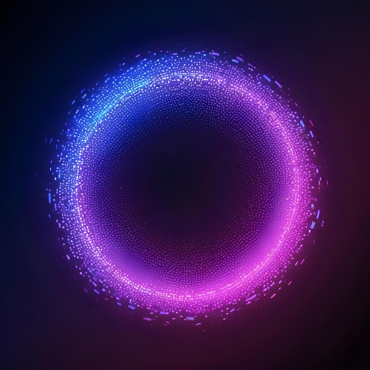 A Glowing Circle With Blue And Pink Lights The Circle Is Made Of Tiny Dots Dark Background With A Gradient Effect 19 0782