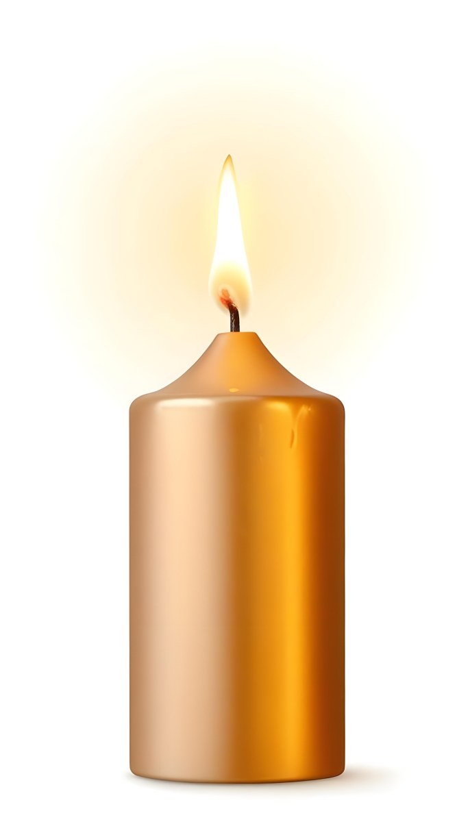 A Golden Candle With A Bright Flame On Top Casting A Warm Glow Isolated On A White Background 19 C8b1