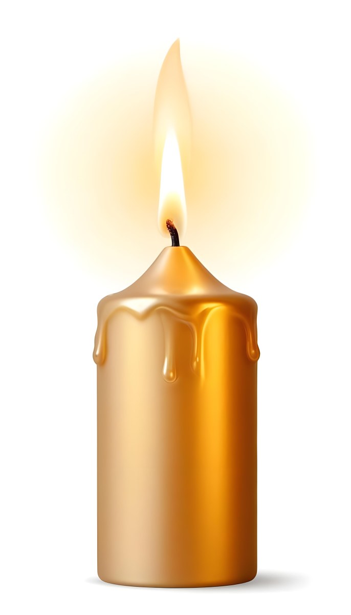 A Golden Candle With A Bright Flame On Top Casting A Warm Glow Isolated On A White Background 2 Ef7c