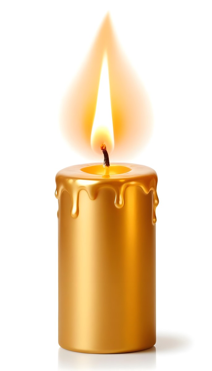 A Golden Candle With A Bright Flame On Top Casting A Warm Glow Isolated On A White Background 28 1c36