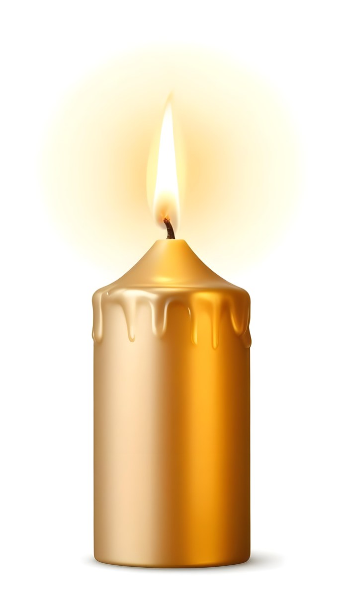 A Golden Candle With A Bright Flame On Top Casting A Warm Glow Isolated On A White Background 3 13e4