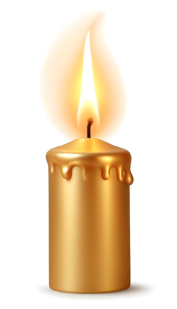A Golden Candle With A Bright Flame On Top Casting A Warm Glow Isolated On A White Background 38 63f4