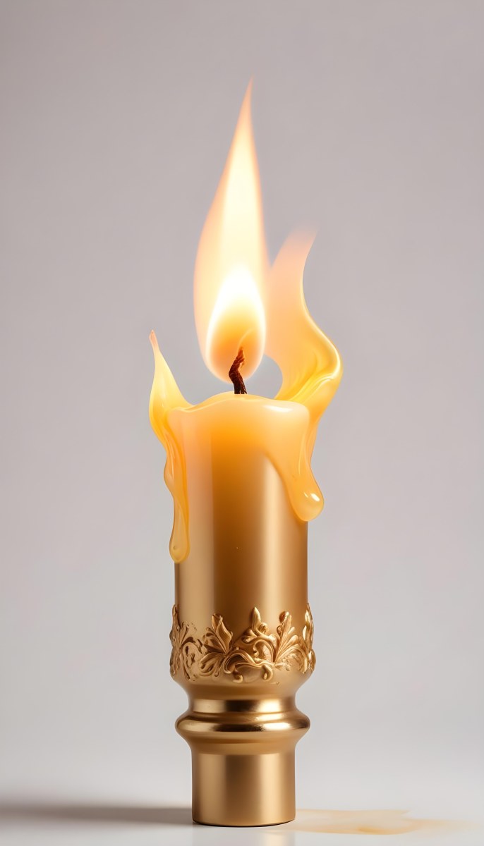 A Golden Candle With A Bright Flame On Top Casting A Warm Glow Isolated On A White Background 44 A4ed