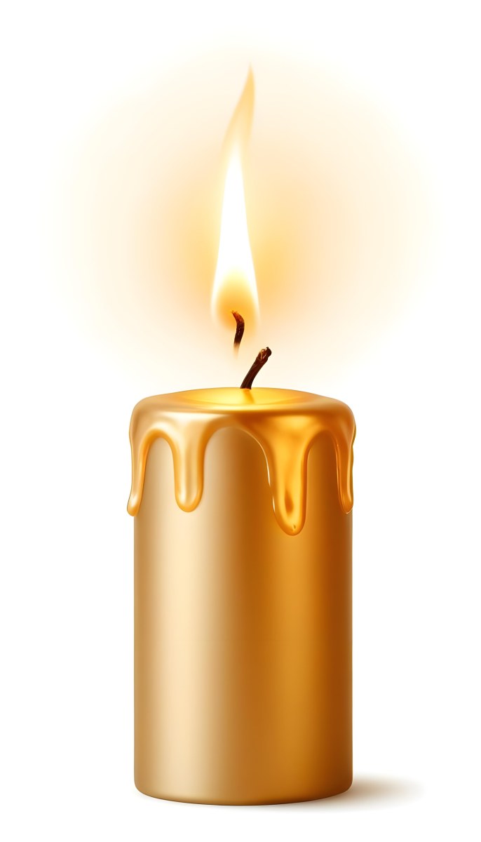 A Golden Candle With A Bright Flame On Top Casting A Warm Glow Isolated On A White Background 45 B708