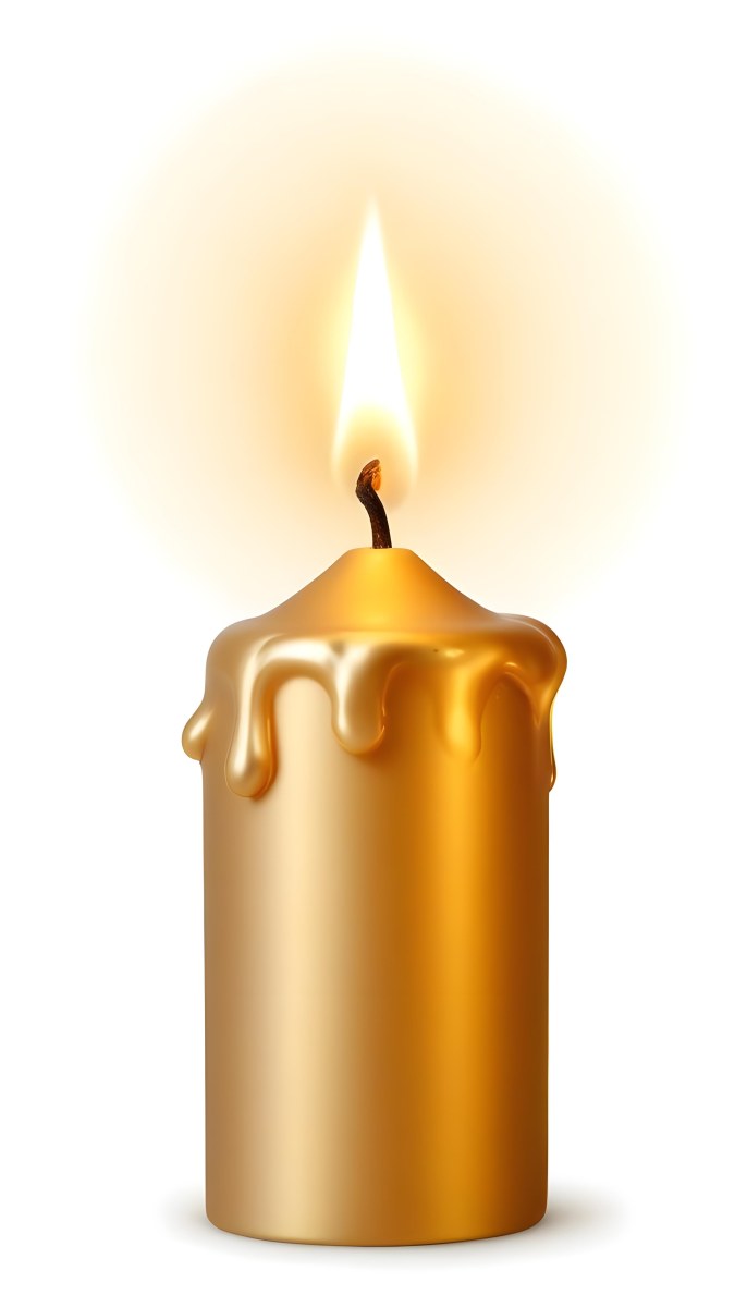 A Golden Candle With A Bright Flame On Top Casting A Warm Glow Isolated On A White Background 6 3c2e