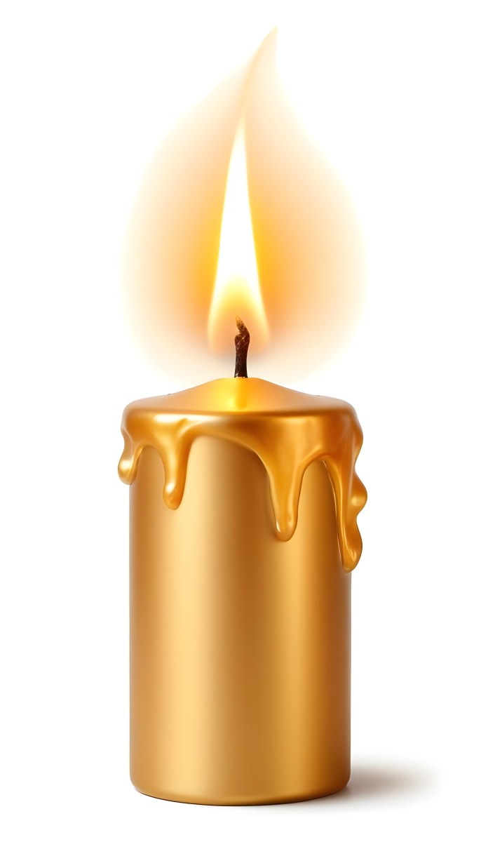 A Golden Candle With A Bright Flame On Top Casting A Warm Glow Isolated On A White Background 8 B293