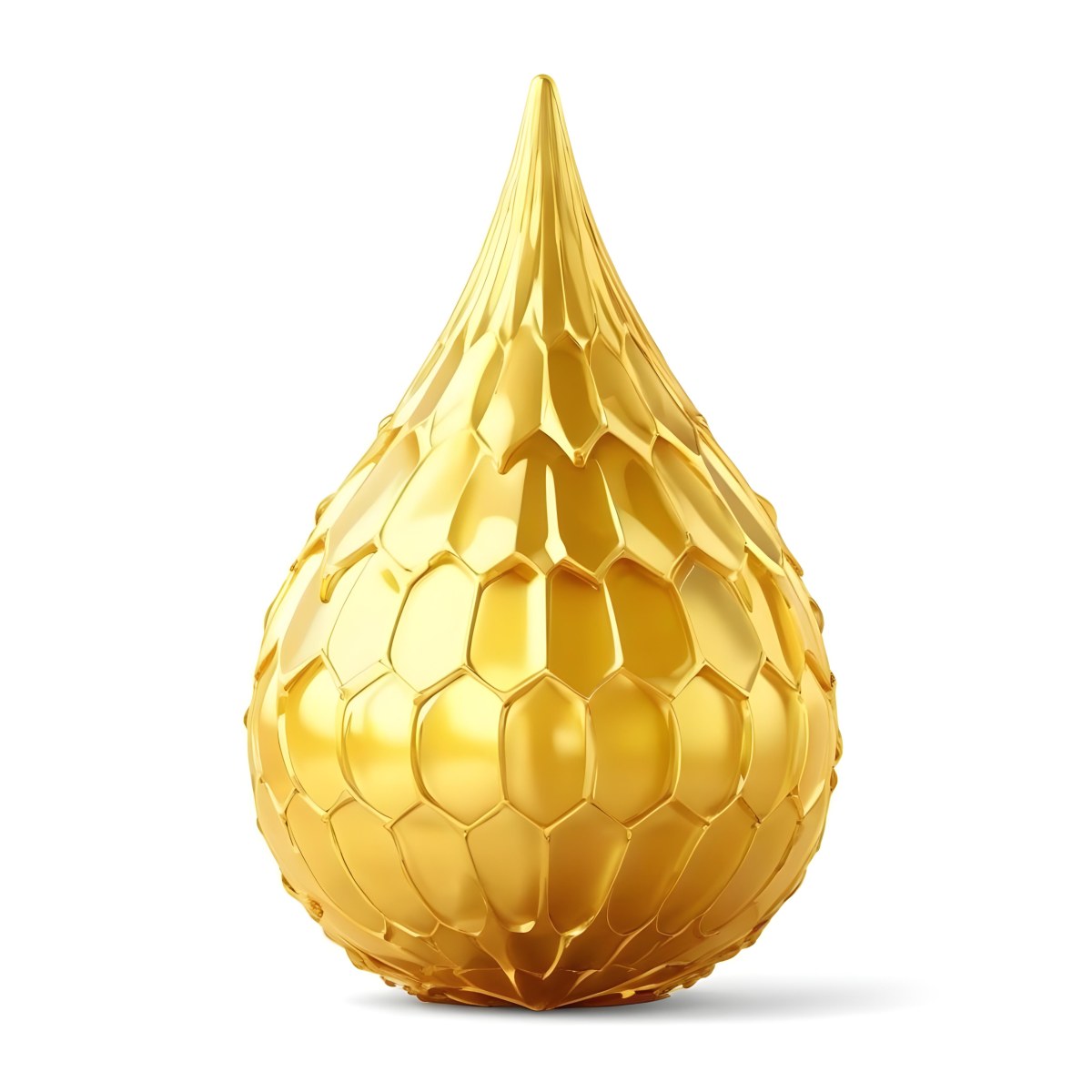 A Golden Drop With A Honeycomb Pattern On A White Background 21 6d8c