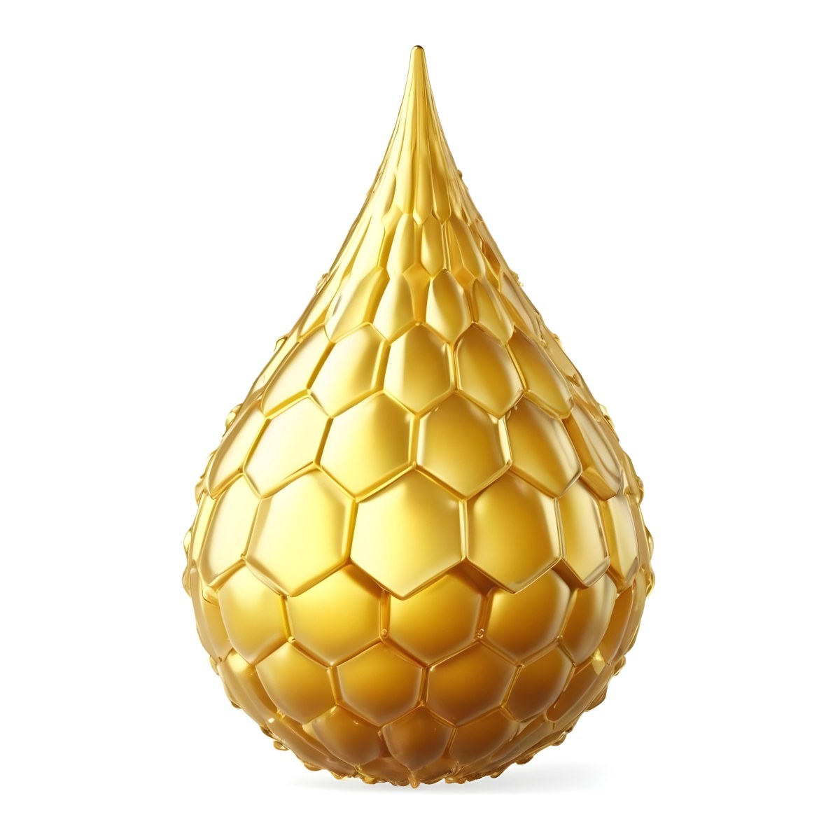 A Golden Drop With A Honeycomb Pattern On A White Background 5 9ab8