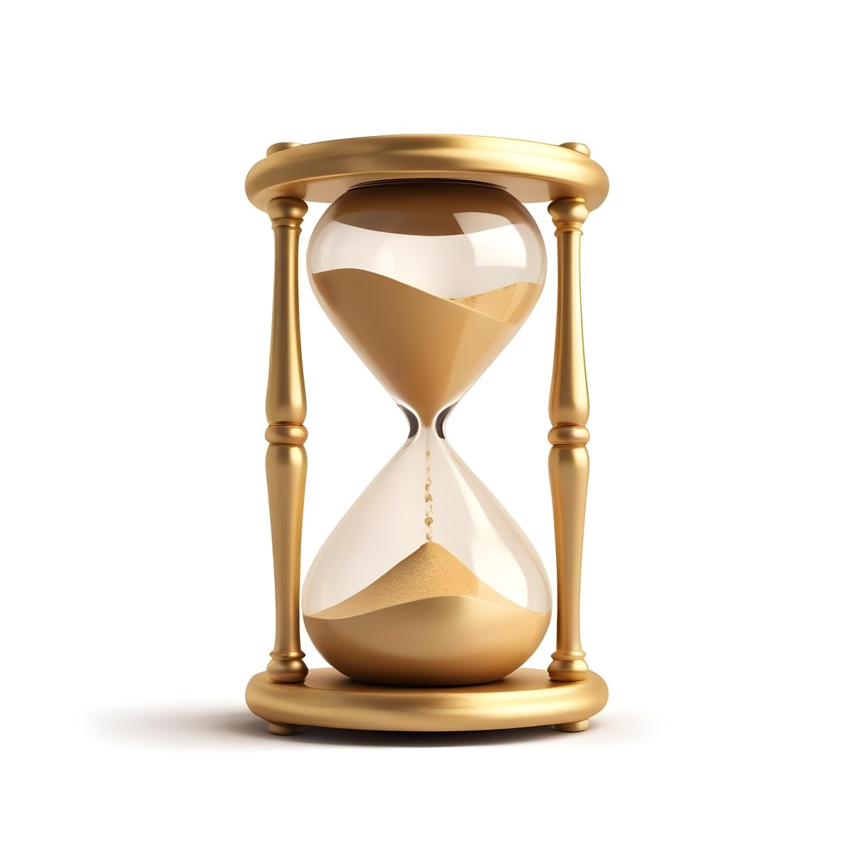 A Golden Hourglass With Sand Flowing From The Top Chamber To The Bottom Chamber Set Against A Sunset Background 4 1354