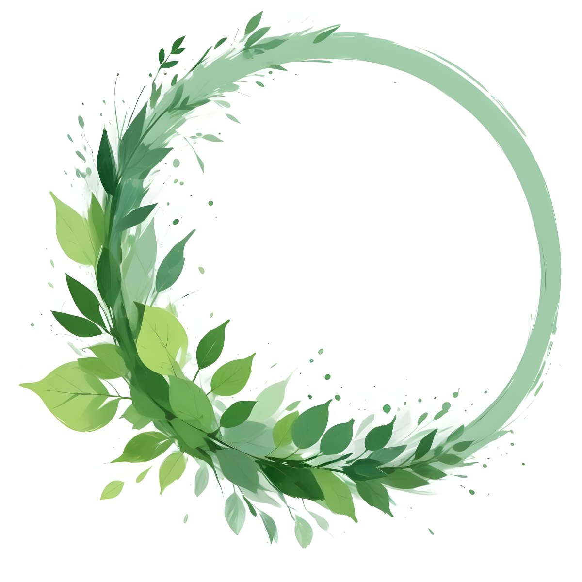 A Green Circle With Leaves On The Side The Circle Is Transparent And The Leaves Are A Light Green Color White Background 12 047c