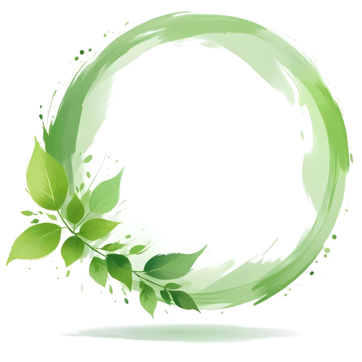 A Green Circle With Leaves On The Side The Circle Is Transparent And The Leaves Are A Light Green Color White Background 15 E3f3
