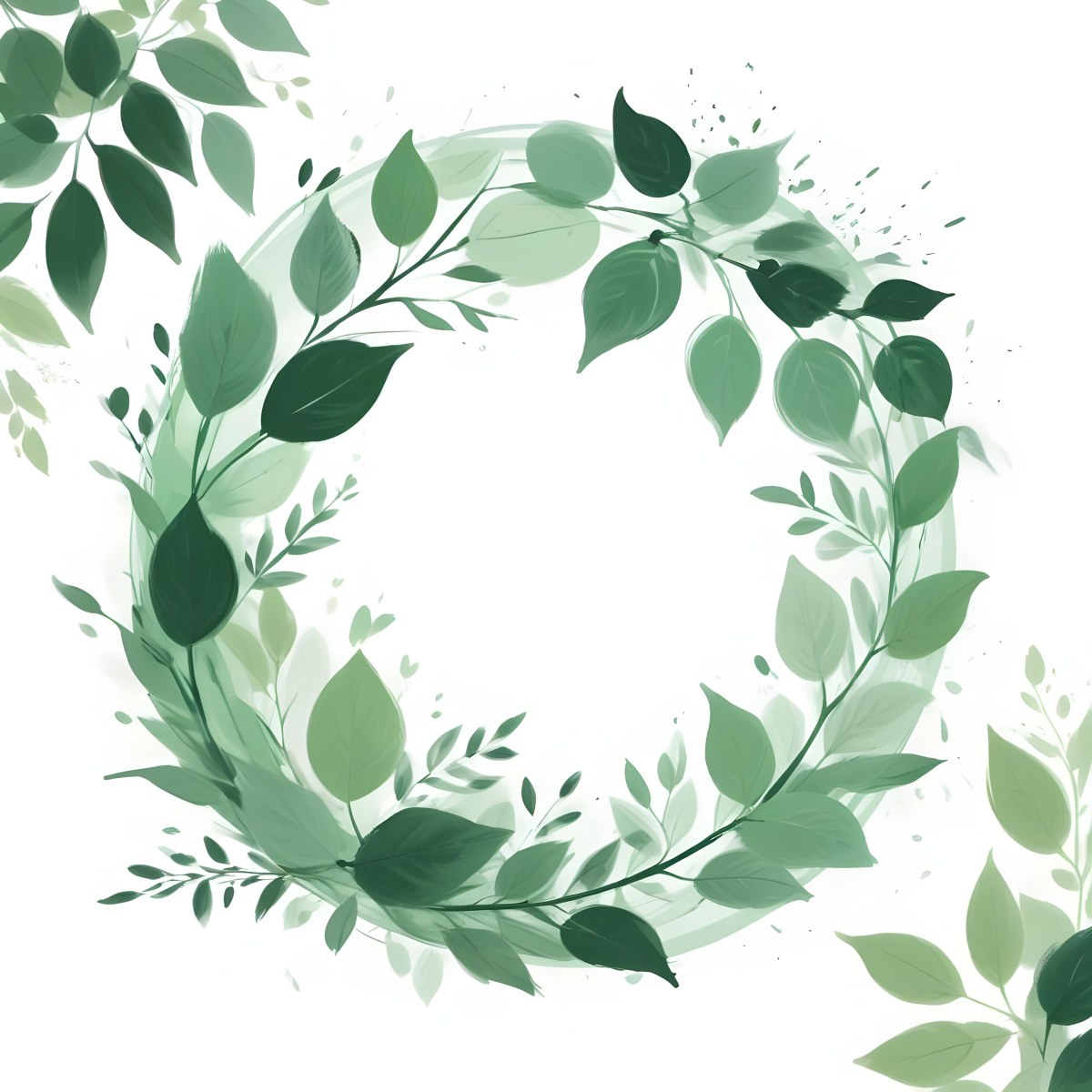 A Green Circle With Leaves On The Side The Circle Is Transparent And The Leaves Are A Light Green Color White Background 18 B0b2